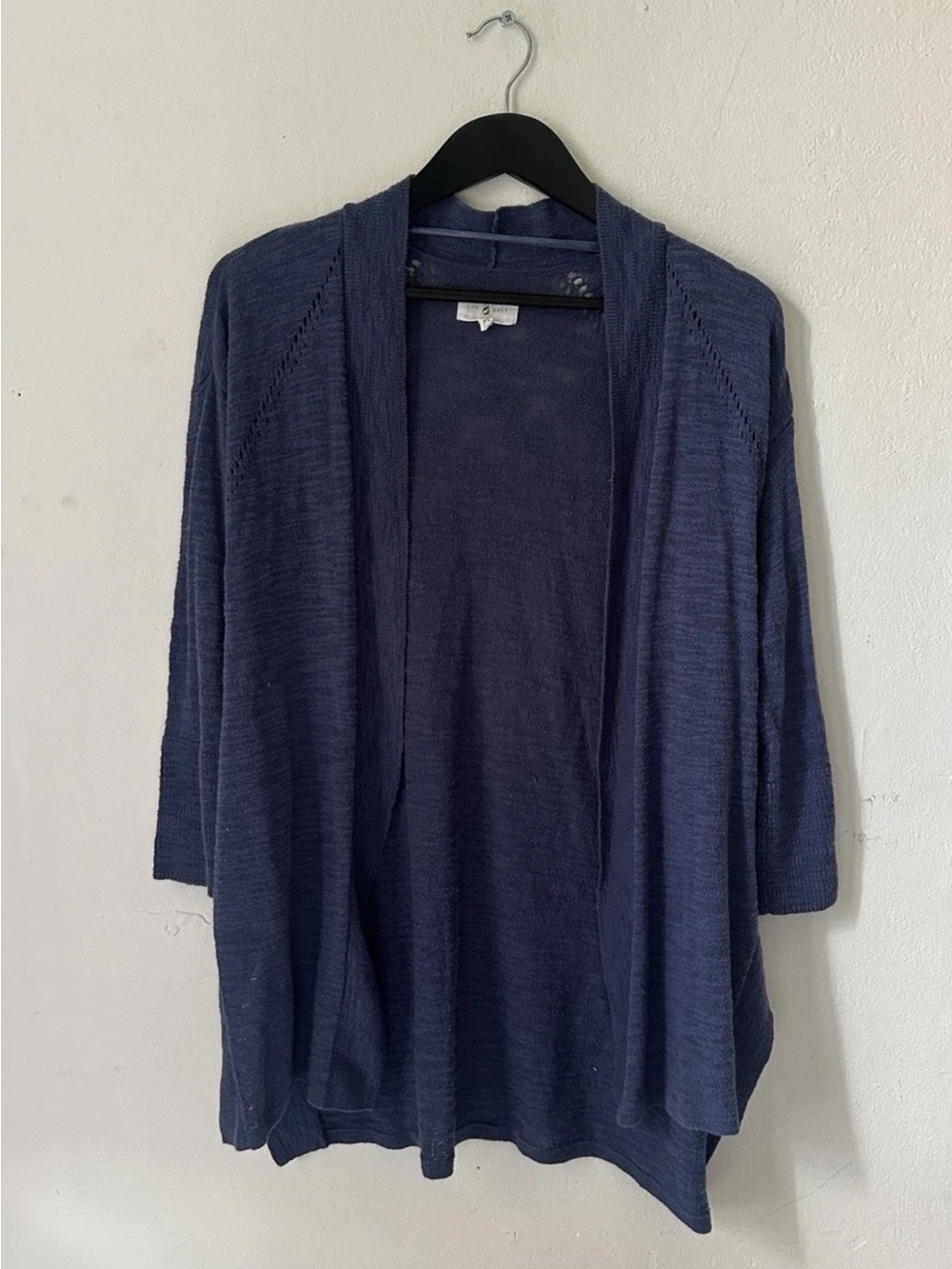 Lou & Grey Women’s Open Front Cardigan XS Blue Textured Knit Lightweight